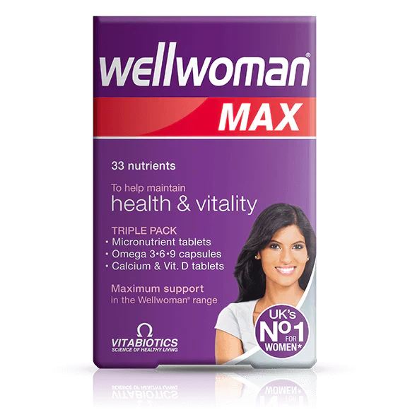 Vitabiotics Wellwoman Max – Advanced Women’s Multivitamin with Omega-3, Calcium & Nutrients – 84 Tablets/Softgels (28 Days Supply, Imported UK)