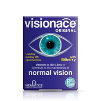 Vitabiotics Visionace Original helps maintain healthy vision with lutein, vitamins C & E, zinc, and antioxidants to protect eyes from daily stress. 30 tablets, UK imported.