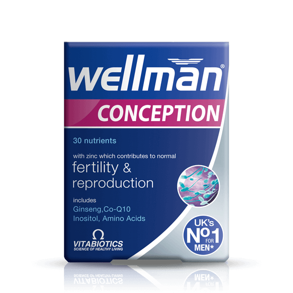 Vitabiotics Wellman Conception supports male fertility, reproductive health, energy, and overall wellbeing. 30 tablets – Imported from UK.