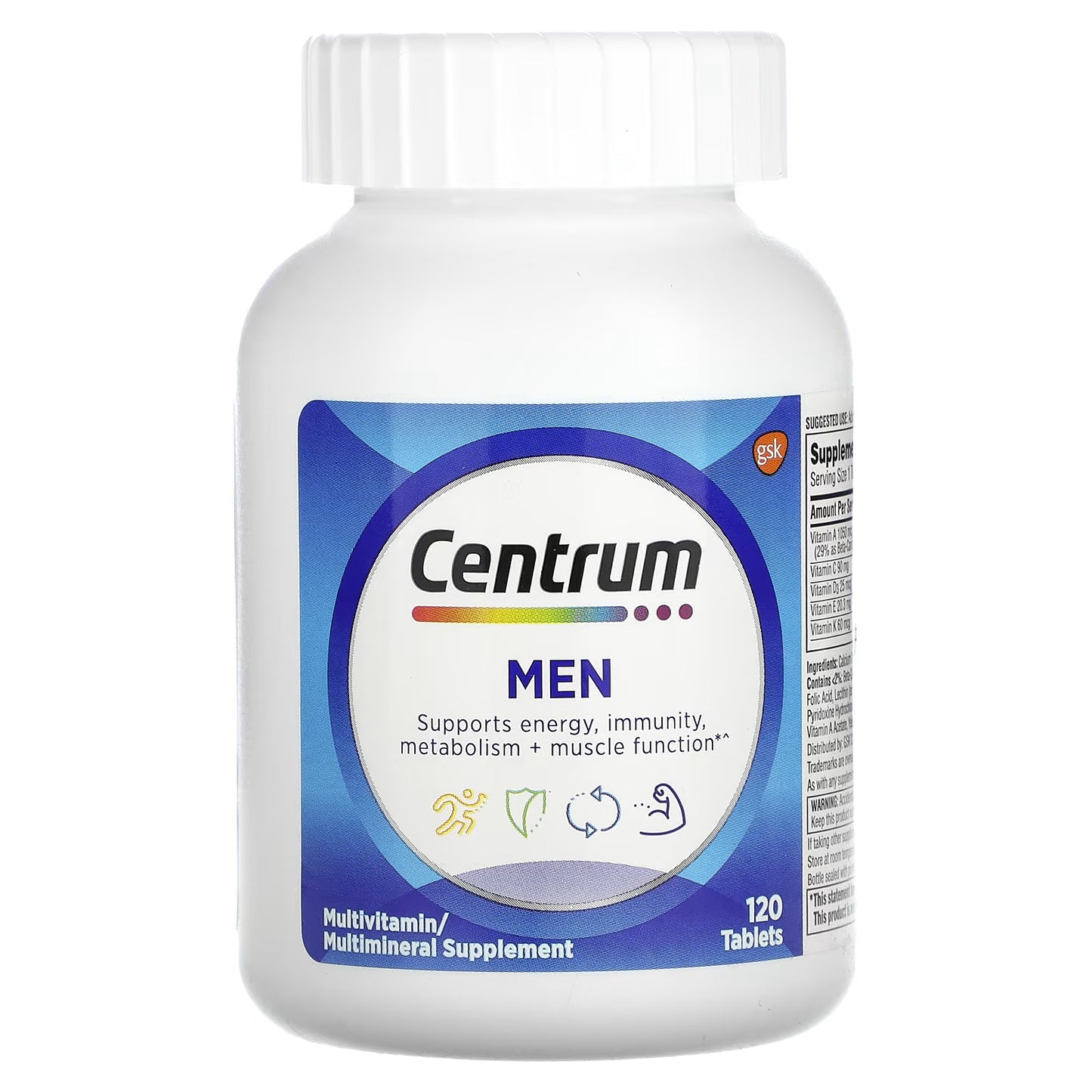 Centrum Men 120 Tablets – Daily Multivitamin for Men’s Energy, Immunity & Muscle Health