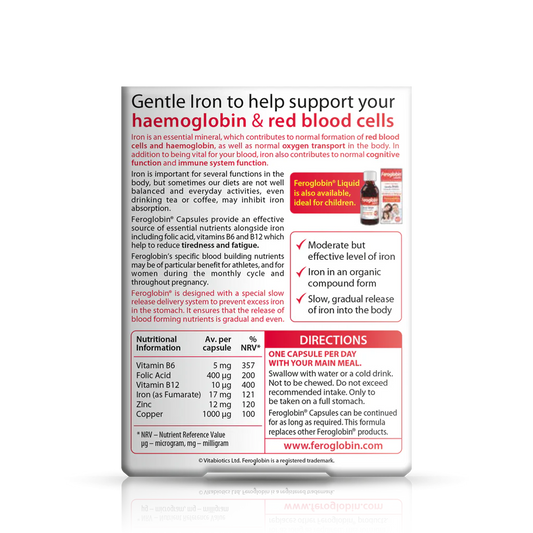 Feroglobin Capsules – Iron & Multivitamin Supplement – 30 Capsules – Energy, Blood & Immunity Support