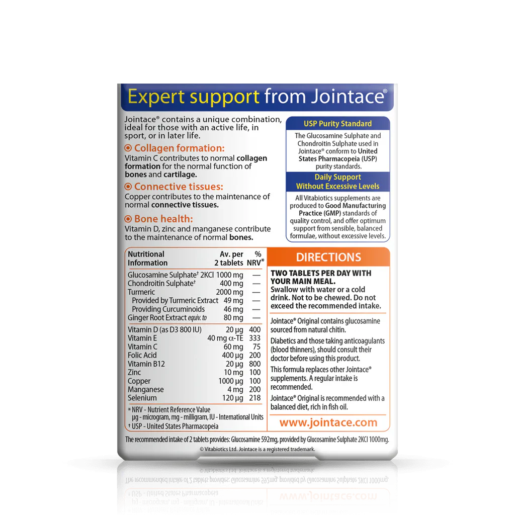 Vitabiotics Jointace Original – 30 Tablets – Joint & Cartilage Support – Glucosamine, Chondroitin, Vitamins & Minerals – Imported from UK