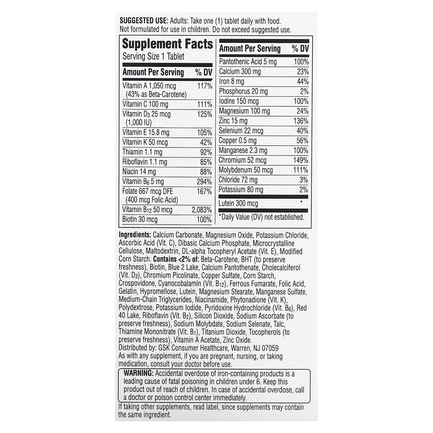Centrum Silver Women – 100 Tablets – Advanced Multivitamin for Women’s Energy, Immunity & Bone Health