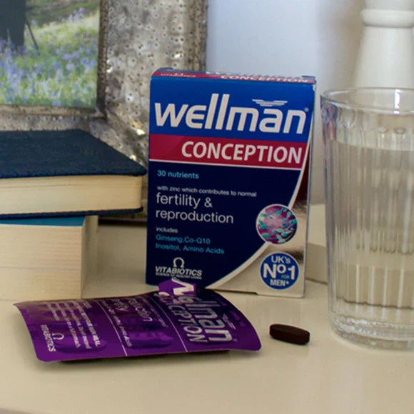 Vitabiotics Wellman Conception supports male fertility, reproductive health, energy, and overall wellbeing. 30 tablets – Imported from UK.