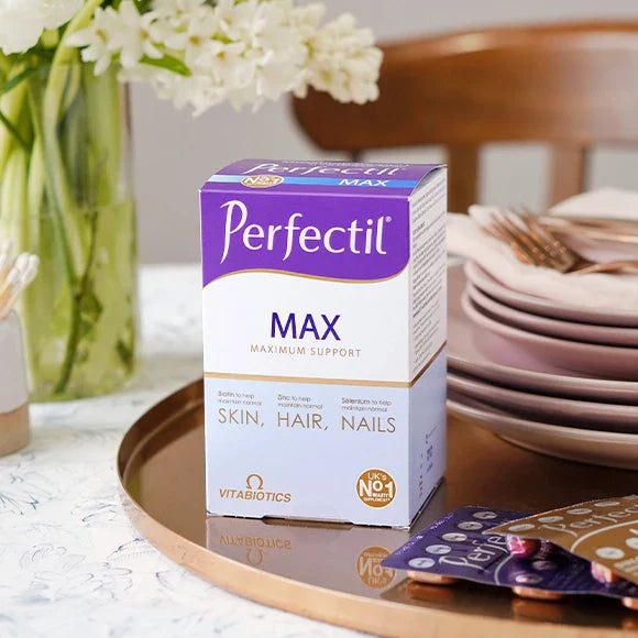 Vitabiotics Perfectil Max – 84 Tablets + 28 Capsules – Advanced Skin, Hair & Nail Supplement with Omega-3, Collagen & Antioxidants – Imported from UK