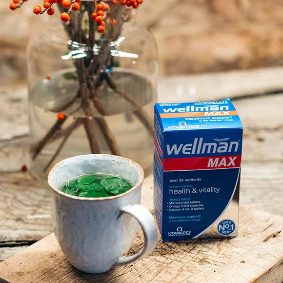 Vitabiotics Wellman Max offers triple pack support with multivitamins, Omega-3,6,9, and Co-Q10 for men’s health, energy, immunity, and performance. 84 tablets & capsules – Imported from UK.