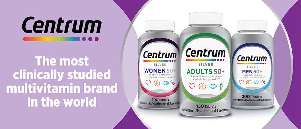 Centrum Silver Men 50+ 90 Tablets – Multivitamin for Men’s Energy, Immunity & Heart Health
