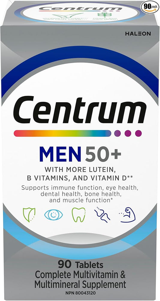 Centrum Silver Men 50+ 90/100 Tablets – Multivitamin for Men’s Energy, Immunity & Heart Health