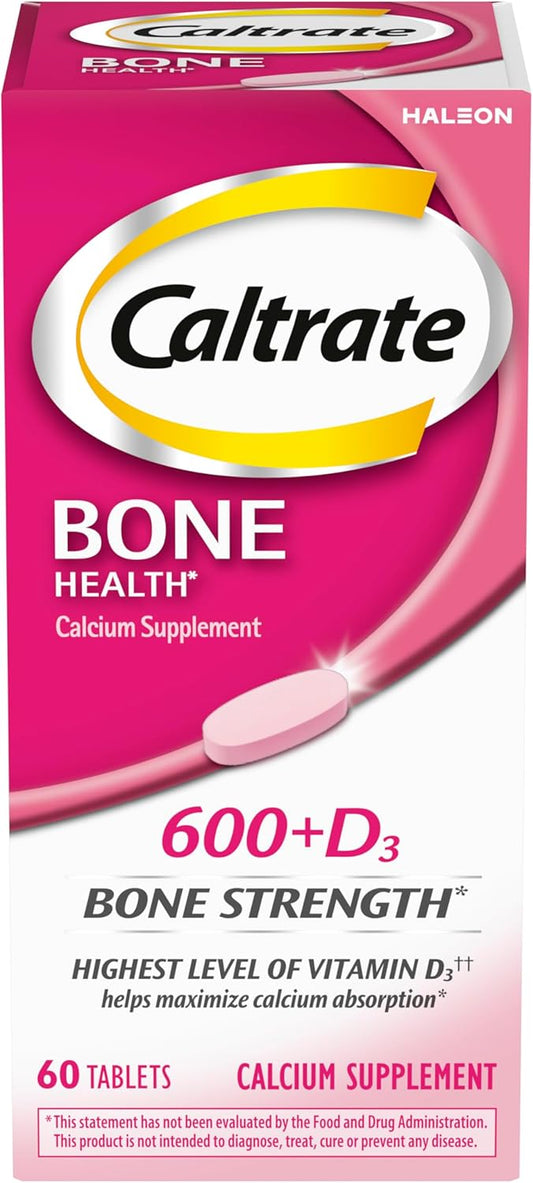 Caltrate Bone Health 600 + D3 – Calcium & Vitamin D Supplement – 60 Tablets – Strong Bones & Teeth Support