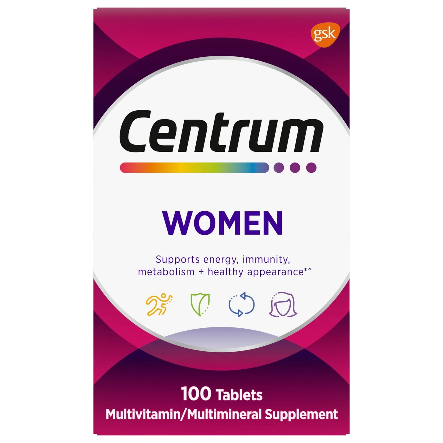 Centrum Women Multivitamin – 100 Tablets – Daily Energy, Immunity & Bone Health Support