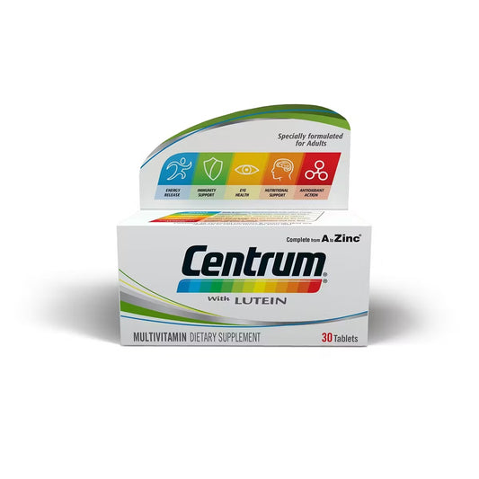 Centrum with Lutein – 30 Tablets – Adult Daily Multivitamin – Eye & Immune Support