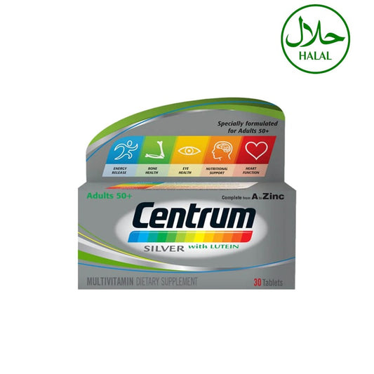 Centrum Silver with Lutein – 30 Tablets – Adult 50+ Multivitamin for Eye, Bone & Immune Health