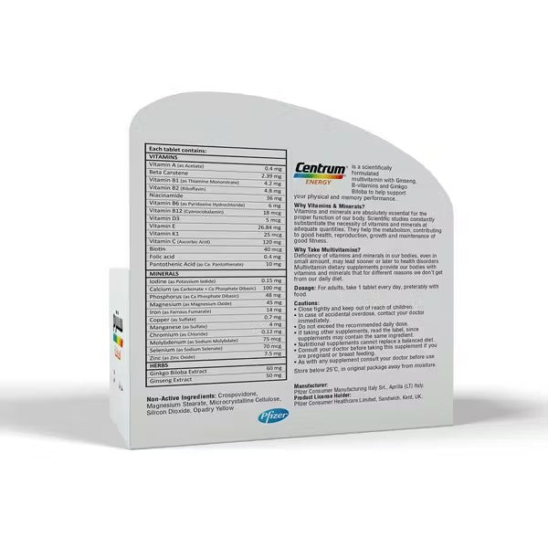 Centrum Energy Multivitamin Tablets | Saudi Variant Halal Formula | Daily Performance & Endurance Support