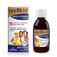 Vitabiotics Wellkid Multi-Vitamin Liquid – 15 Essential Nutrients for Children’s Growth & Immunity (150ml, UK Imported)