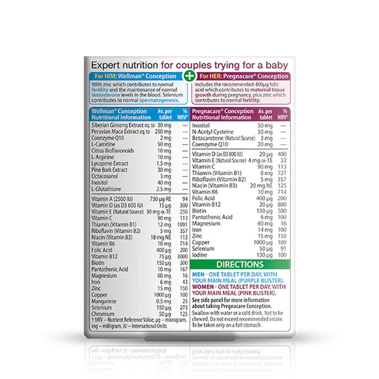 Pregnacare Him & Her Conception – Fertility & Reproductive Health Support – UK Imported – 60 Tablets Each