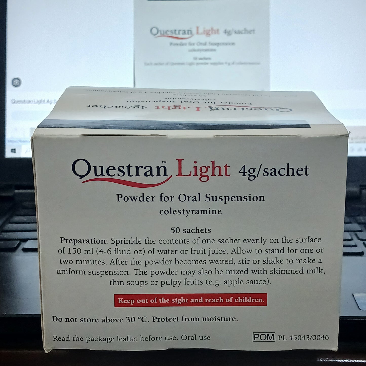 Questran Light 4/g Sachets Powder for Oral Suspension | Cholestyramine | Imported