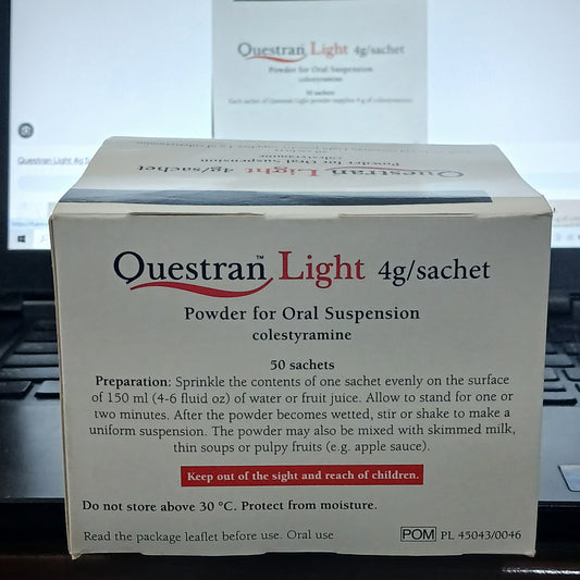 Questran Light 4/g Sachets Powder for Oral Suspension | Cholestyramine | Imported