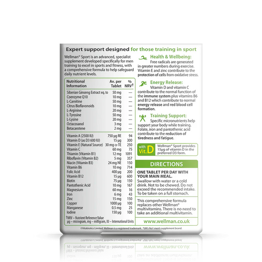 Wellman Sport Multivitamin for Men – 30 Tablets | Energy, Stamina & Performance Support