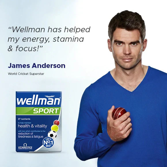 Vitabiotics Wellman Sport is designed for active men, athletes, and fitness enthusiasts. With 30 tablets packed with vitamins, minerals, and antioxidants, it supports energy, stamina, muscle recovery, and immune health – Imported from UK.