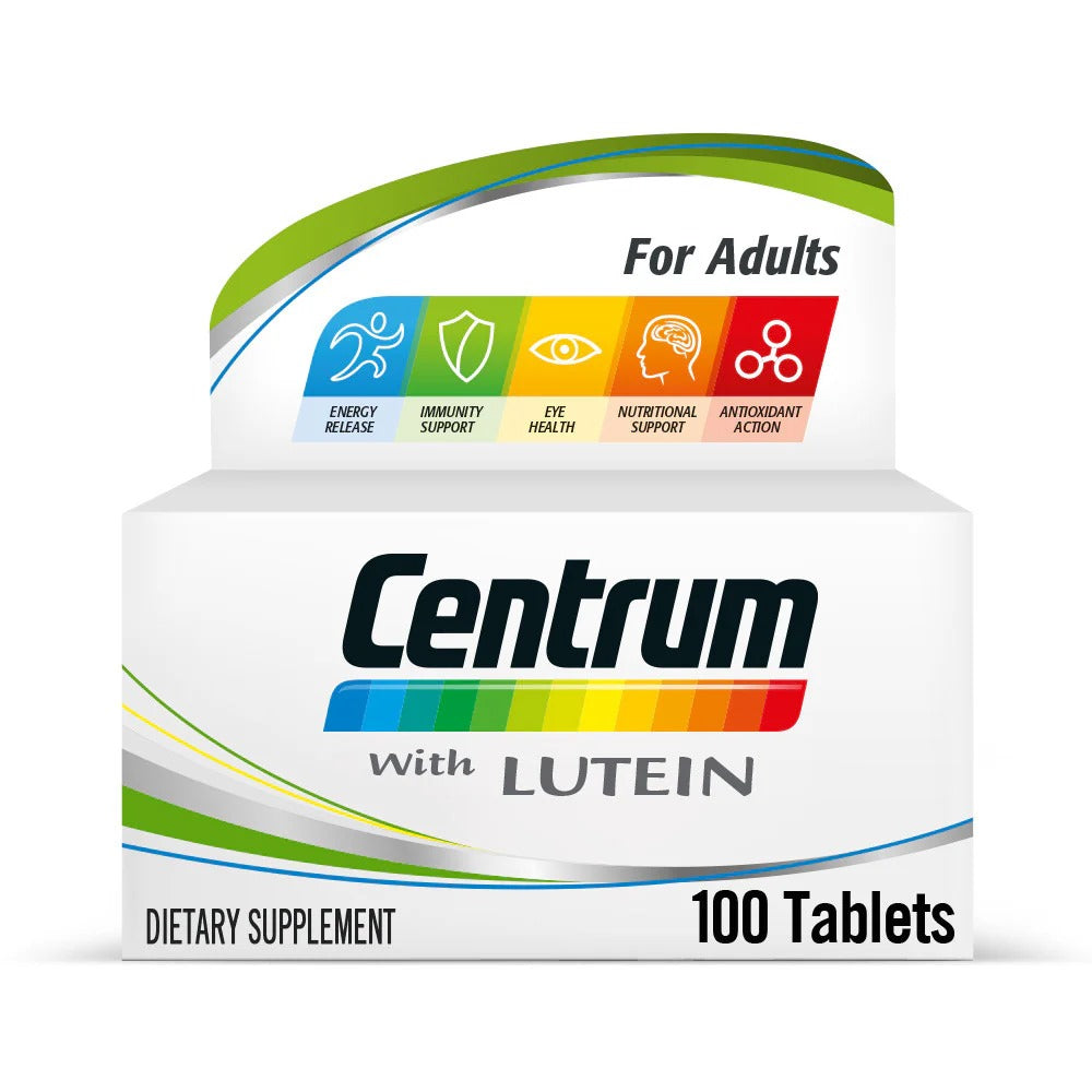 Centrum with Lutein – 100 Tablets – Adult Daily Multivitamin – Eye, Heart & Immune Support