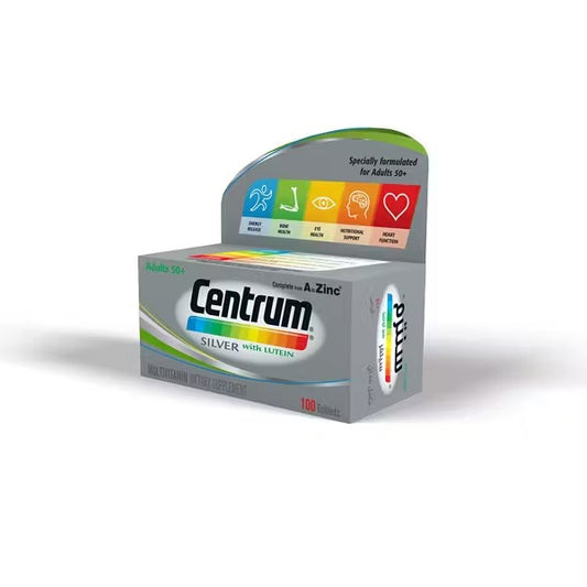 Centrum Silver with Lutein – 100 Tablets – Multivitamin for Adults 50+ – Eye & Heart Health Support