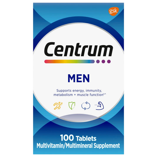 Centrum Men 100/120 Tablets – Daily Multivitamin for Men’s Energy, Immunity & Muscle Health